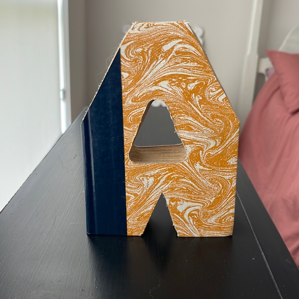 Vintage Readers Digest Book Cutout Letter A Home Decor Yellow and Navy